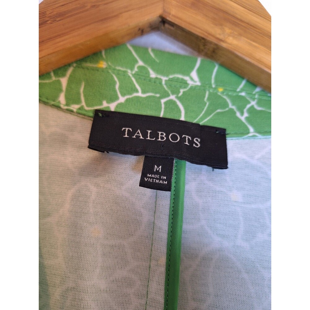 Talbots Women's Knit Blazer Medium Spring Green Floral Bright Colorful Comfort - Picture 3 of 9